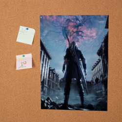 Постер с принтом Devil May Cry 5 для любого человека, вид спереди №2. Цвет основы: белый