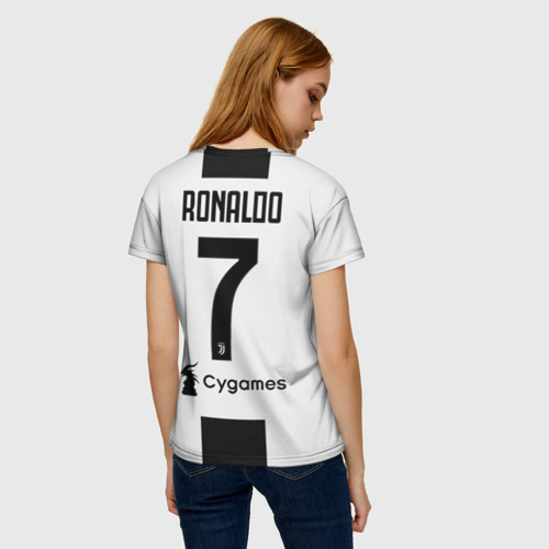 Женская футболка 3D Ronaldo home 18-19, цвет 3D печать - фото 4