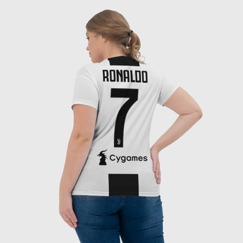 Женская футболка 3D Ronaldo home 18-19, цвет 3D печать - фото 7