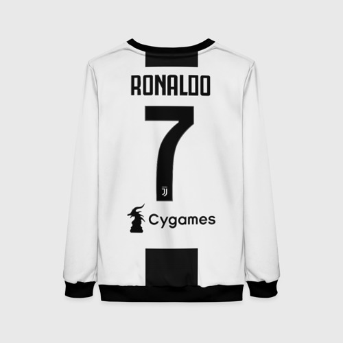 Женский свитшот 3D с принтом Ronaldo home 18-19, вид сзади #1