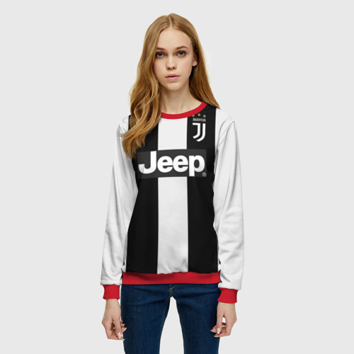 Женский свитшот 3D с принтом Juventus home 18-19, фото на моделе #1
