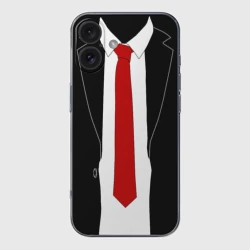 Чехол для iPhone 16 силиконовый с защитой камеры Костюм агента 47 - Hitman Agent 47 для косплея