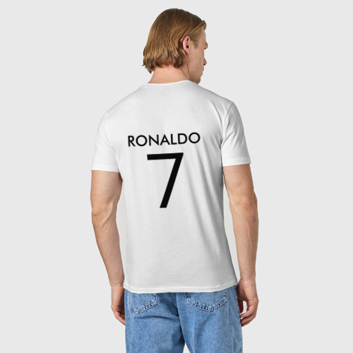 Мужская футболка хлопок с принтом Ronaldo juve sport, вид сзади #2