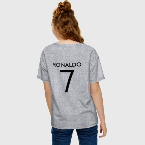 Женская футболка хлопок Oversize Ronaldo juve sport, цвет меланж - фото 4