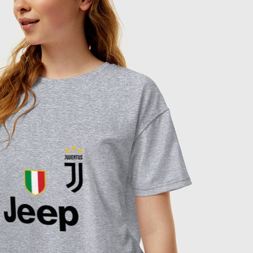 Женская футболка хлопок Oversize Ronaldo juve sport, цвет меланж - фото 3