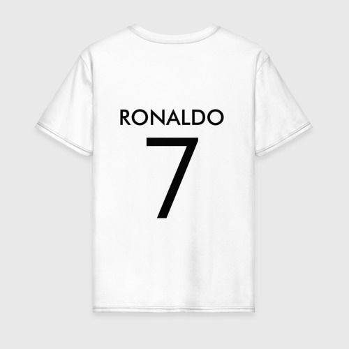 Мужская футболка хлопок с принтом Ronaldo juve sport, вид сзади #1