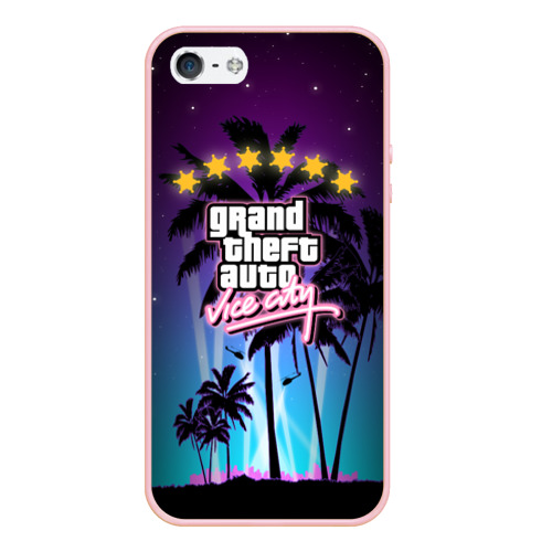 Чехол для iPhone 5/5S матовый GTA Vice City, цвет светло-розовый