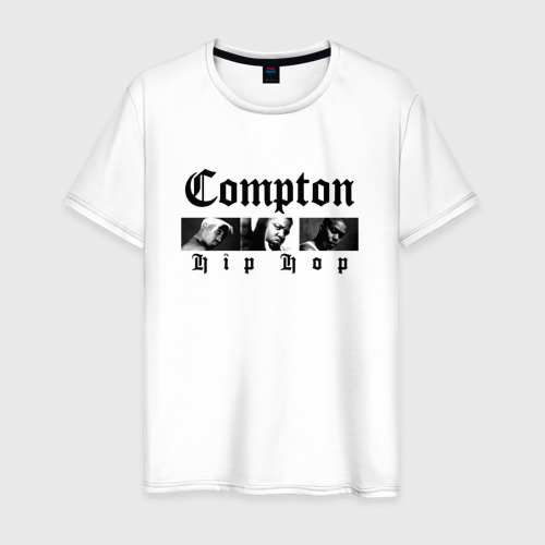 Мужская футболка хлопок Compton hip-hop, цвет белый