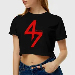 Женская футболка Crop-top 3D Agent 47 hitman на спине - фото 2