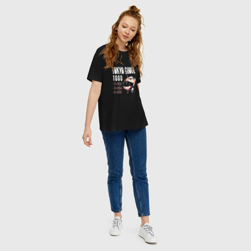 Женская футболка хлопок Oversize Токийский гуль, цвет черный - фото 5