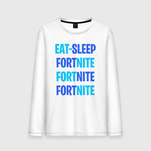 Мужской лонгслив хлопок Eat Sleep Fortnite, цвет белый