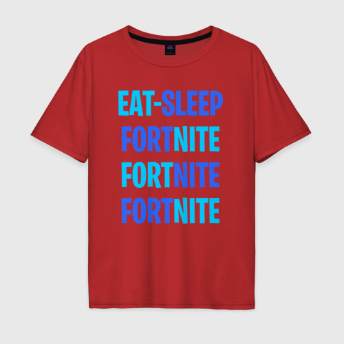 Мужская футболка хлопок Oversize Eat Sleep Fortnite, цвет красный