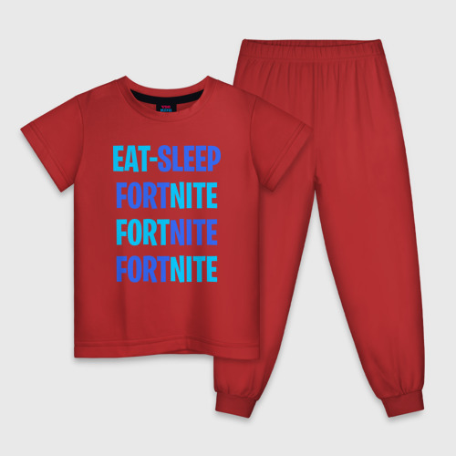 Детская пижама хлопок Eat Sleep Fortnite, цвет красный