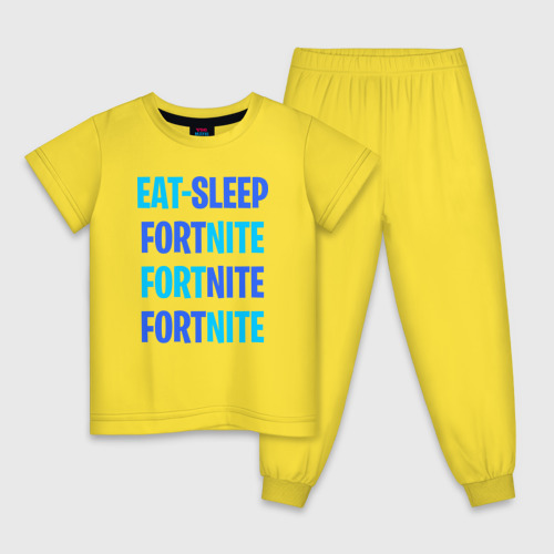 Детская пижама хлопок Eat Sleep Fortnite, цвет желтый