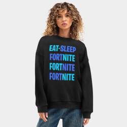 Женский свитшот oversize без начеса хлопок Eat Sleep Fortnite - фото 2