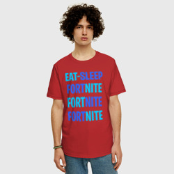 Мужская футболка хлопок Oversize Eat Sleep Fortnite - фото 2