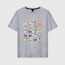Sushi – Женская футболка хлопок Oversize с принтом купить со скидкой в -16%