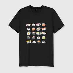 Sushi – Мужская футболка хлопок Slim с принтом купить