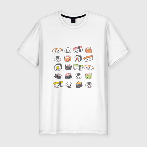 Мужская футболка хлопок Slim Sushi, цвет белый