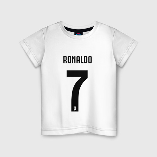 Детская футболка хлопок с принтом Ronaldo juve sport, вид спереди #2