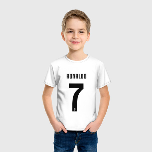 Детская футболка хлопок с принтом Ronaldo juve sport, фото на моделе #1