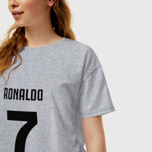 Женская футболка хлопок Oversize Ronaldo juve sport, цвет меланж - фото 3