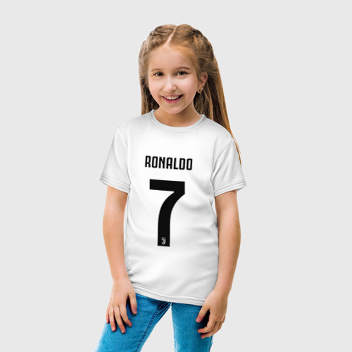 Детская футболка хлопок с принтом Ronaldo juve sport, вид сбоку #3