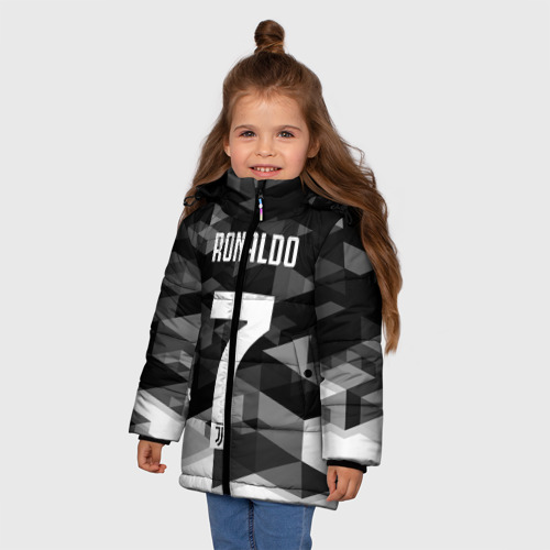 Зимняя куртка для девочек 3D Ronaldo juve sport, цвет черный - фото 3