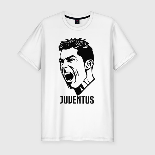 Мужская футболка хлопок Slim RONALDO JUVE SPORT, цвет белый