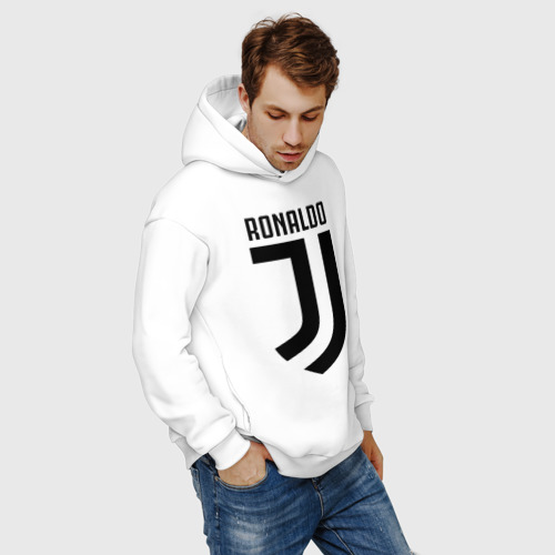 Мужское худи Oversize хлопок RONALDO JUVE SPORT, цвет белый - фото 7