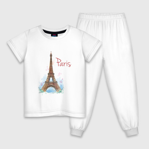 Детская пижама хлопок Париж, цвет белый