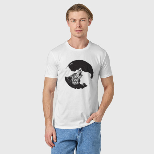 Мужская футболка хлопок Волк, цвет белый - фото 3