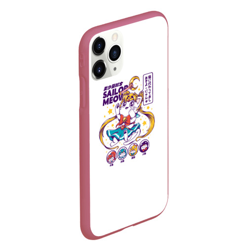 Чехол для iPhone 11 Pro Max матовый Sailor Meow, цвет малиновый - фото 3