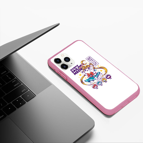 Чехол для iPhone 11 Pro Max матовый Sailor Meow, цвет малиновый - фото 5