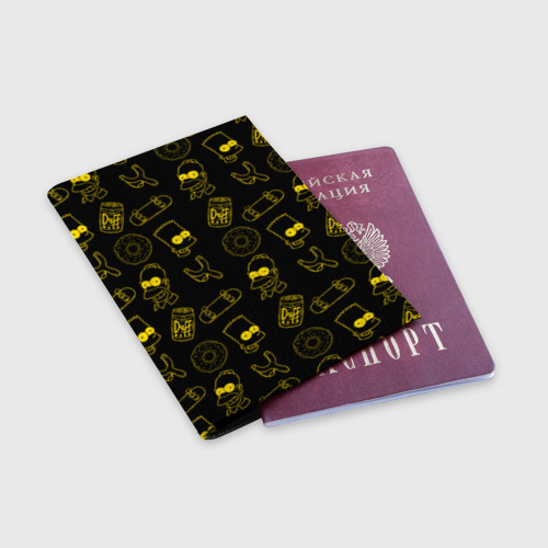 Обложка для паспорта матовая кожа Барт и Гомер, цвет черный - фото 3