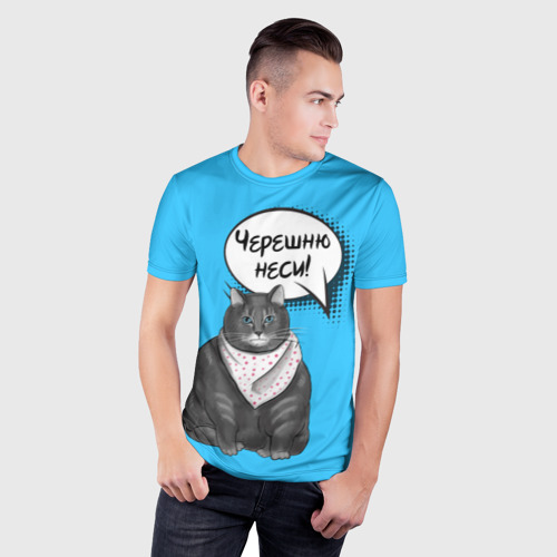 Мужская футболка 3D Slim Толстый кот, цвет 3D печать - фото 3