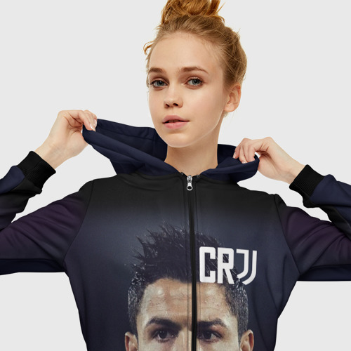 Женская толстовка 3D на молнии Ronaldo juve sport, цвет черный - фото 5