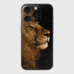 Чехол для iPhone 15 Pro силиконовый с защитой камеры Лев