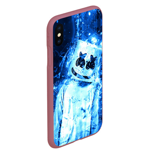 Чехол для iPhone XS Max матовый Marshmello, цвет малиновый - фото 3