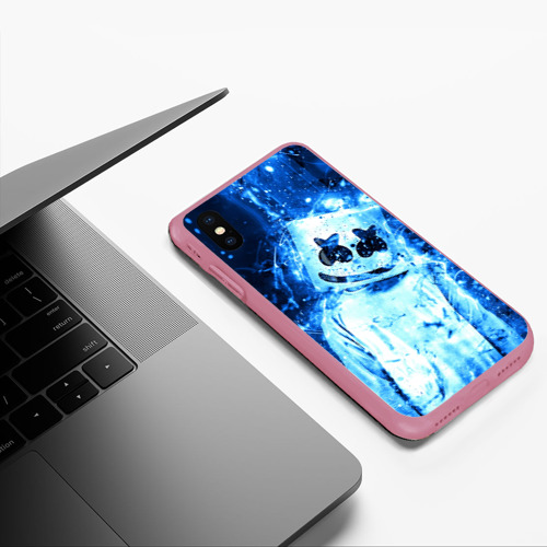 Чехол для iPhone XS Max матовый Marshmello, цвет малиновый - фото 5