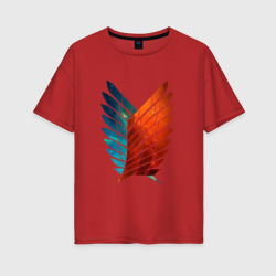 Женская футболка хлопок Oversize Двуцветный логотип АТАКА ТИТАНОВ