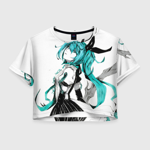 Женская футболка Crop-top 3D Акварель Mika Hatsune, цвет 3D печать