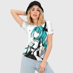 Женская футболка 3D Slim Акварель Mika Hatsune - фото 2