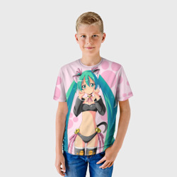 Детская футболка 3D Хатсуне Мику на розовом фоне - фото 2