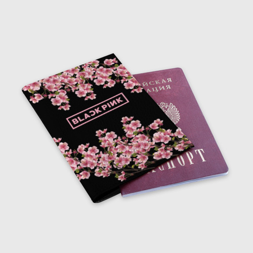 Обложка для паспорта матовая кожа Blackpink Sakura, цвет черный - фото 3