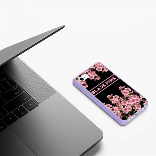 Чехол для iPhone 5/5S матовый Blackpink Sakura, цвет светло-сиреневый - фото 5