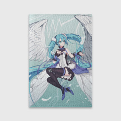 Обложка для паспорта матовая кожа Хацунэ Мику с ангельскими крыльями