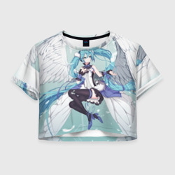 Женская футболка Crop-top 3D Хацунэ Мику с ангельскими крыльями