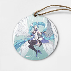 Деревянная игрушка круг Хацунэ Мику с ангельскими крыльями