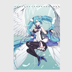 Хацунэ Мику с ангельскими крыльями – Скетчбук с принтом купить